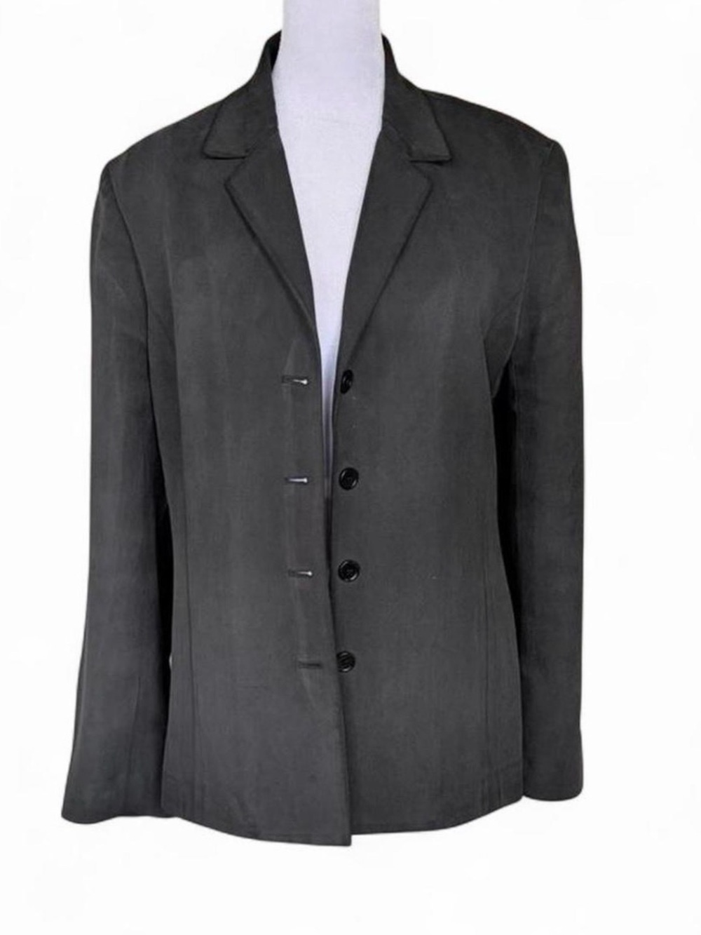 Liz Claiborne Dark Gray Women's 100% Silk Blazer - Classic Single-Breasted